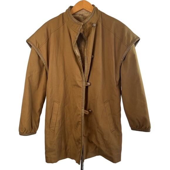 Vintage Bonders Made in USA Brown Western Faux Fur Lined Coat Size Large - Picture 1 of 16